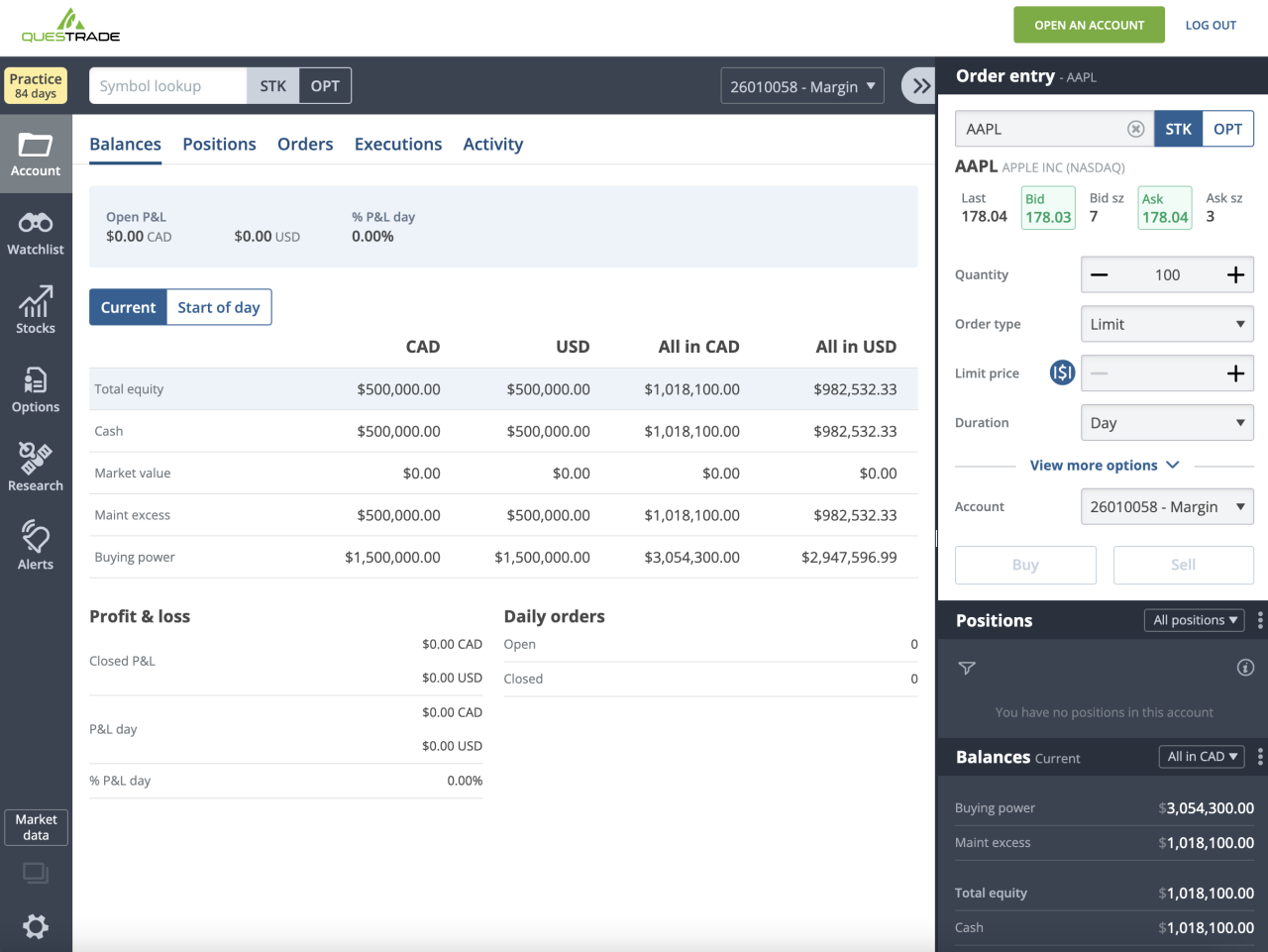 How to open and use a Questrade practice account for forex